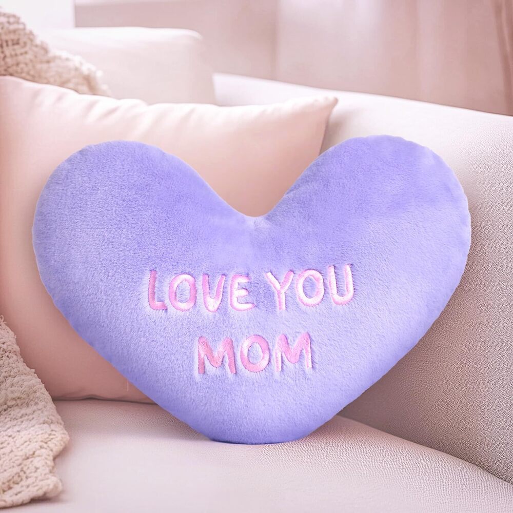 9785 Love Mom Heart Pillow – Cute Throw Pillows with Embroidered Design